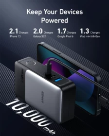 Anker 733 Power Bank (GaN Prime Power Core 65W), 10000mAh, 30W USB-C Portable Charger with 65W Wall Charger, A1651211- Black